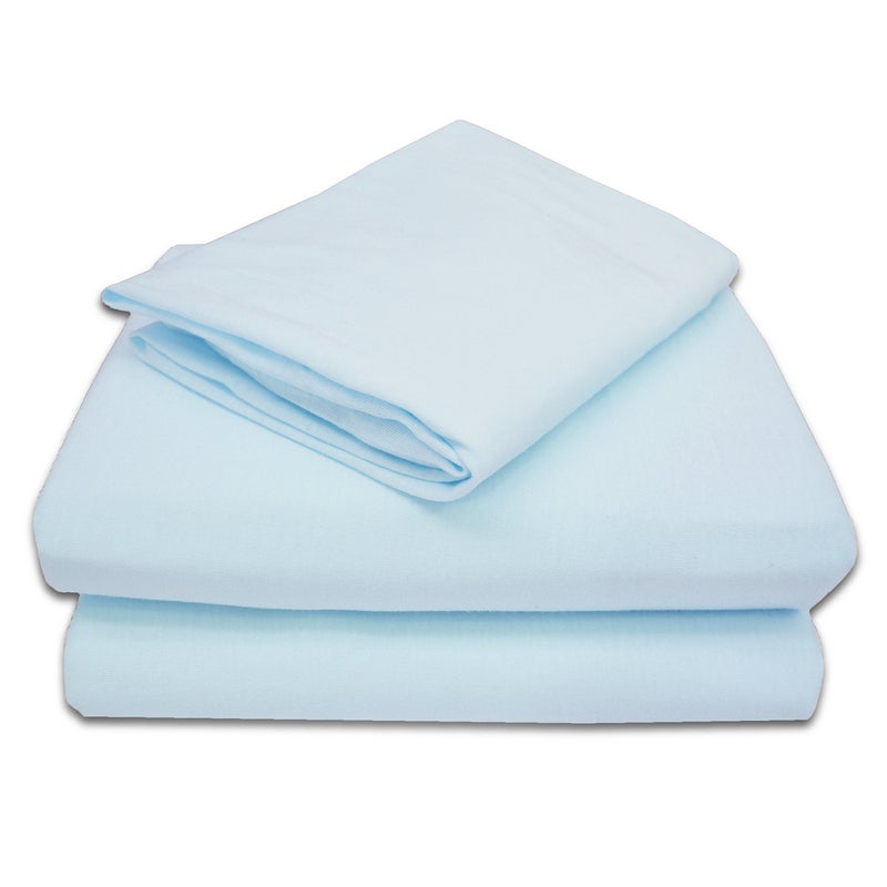 TL Care 100% Natural Cotton Jersey Knit 3-Piece Toddler Sheet Set, Blue, Soft Breathable, for Boys and Girls - Image 1